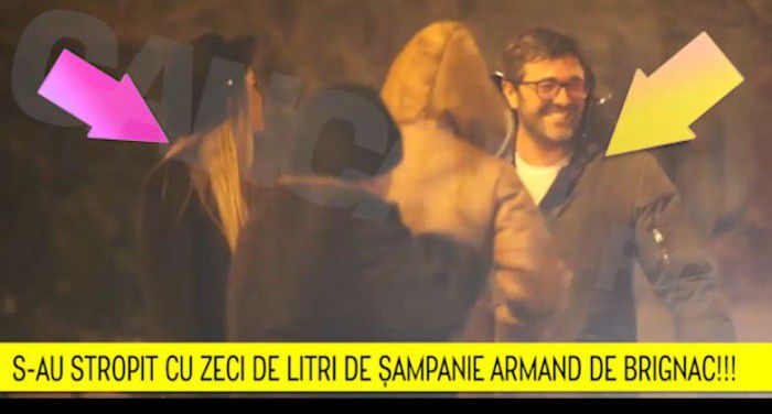 Democratul Andronachi, surprins într-un club de lux din București, stropindu-se cu șampanie de mii euro. Foto: captură video / cancan.ro 