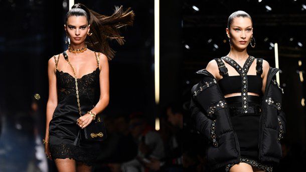 Белла Хадид и Эмили Ратаковски вышли на подиум в мини-нарядах от Versace.