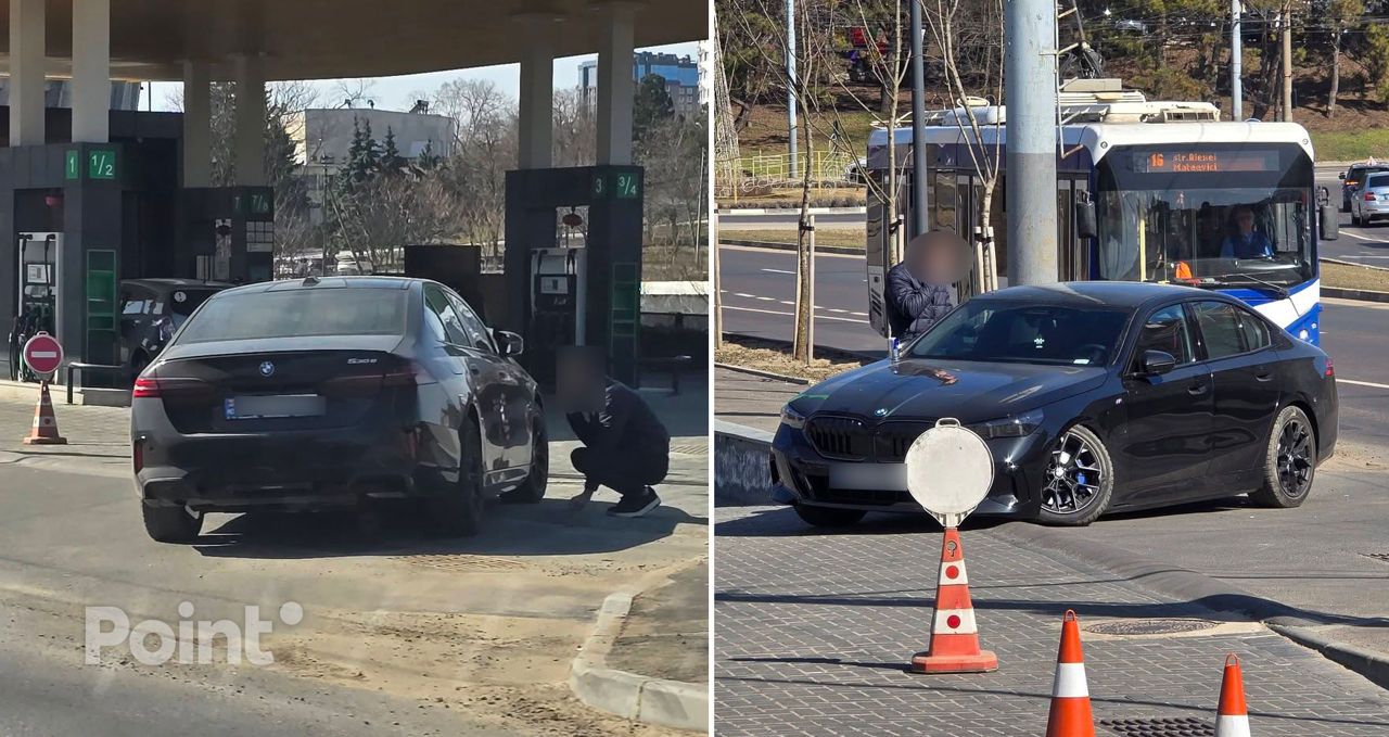 В Кишинёве водитель BMW повредил свой автомобиль после неудачного дрифта.