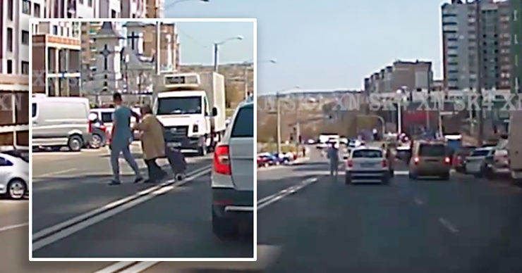 В Кишиневе водитель остановился на проезжей части, чтобы помочь растерявшейся пенсионерке. Коллаж Point.md.