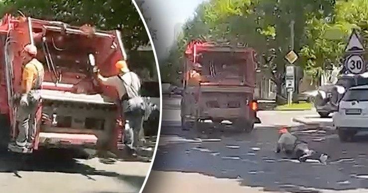Сотрудник Autosalubritate упал на дорогу во время движения грузовика