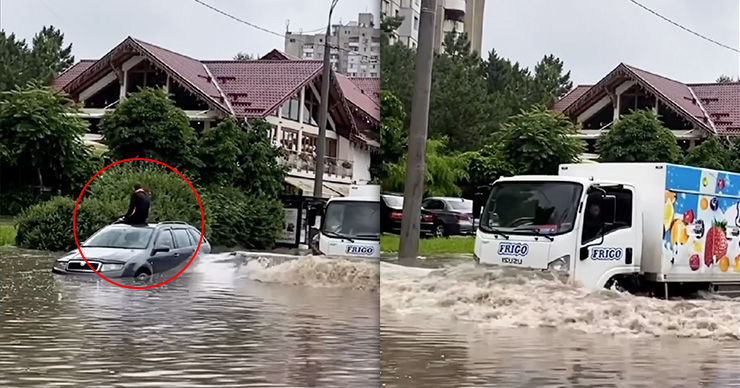 На улице Албишоара засняли дрейфующую машину.