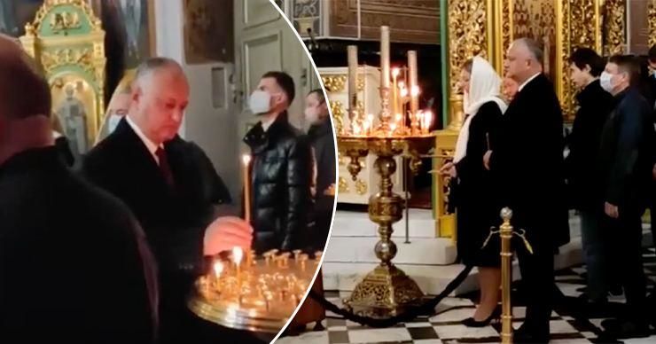 Прежде чем проголосовать, Игорь Додон отправился в столичный собор. Коллаж: Point.md
