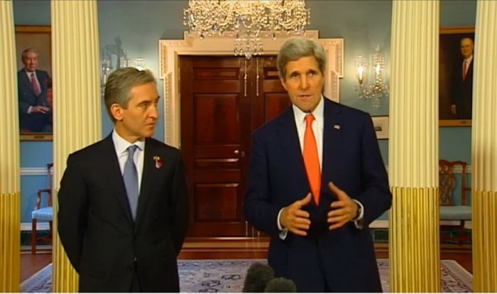 Secretarul de Stat american, John Kerry, și prim-ministrul Iurie Leancă au susținut ieri, 3 martie, la Washington un briefing de presă.