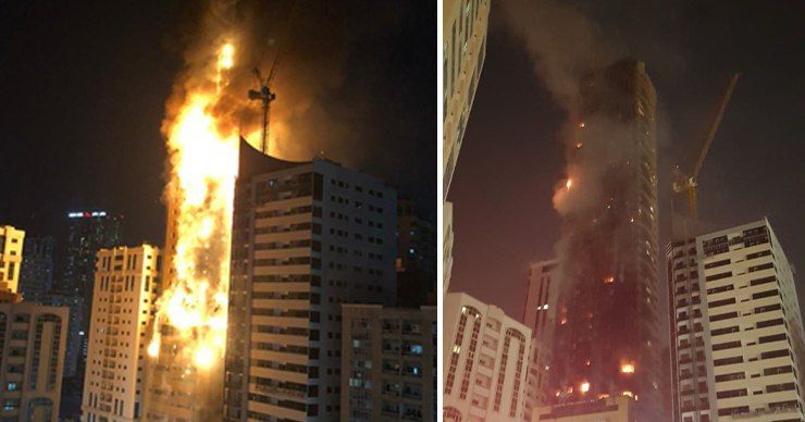 В ОАЭ из горящего 48-этажного небоскреба эвакуировали около 250 семей. Фото: Point.md.