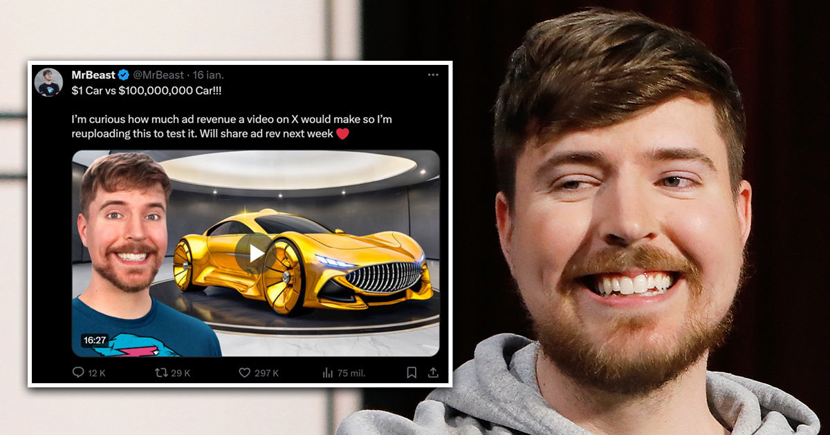 Самый высокооплачиваемый ютьюб-блогер MrBeast впервые опубликовал видео в соцсети Х. Коллаж: Point.md