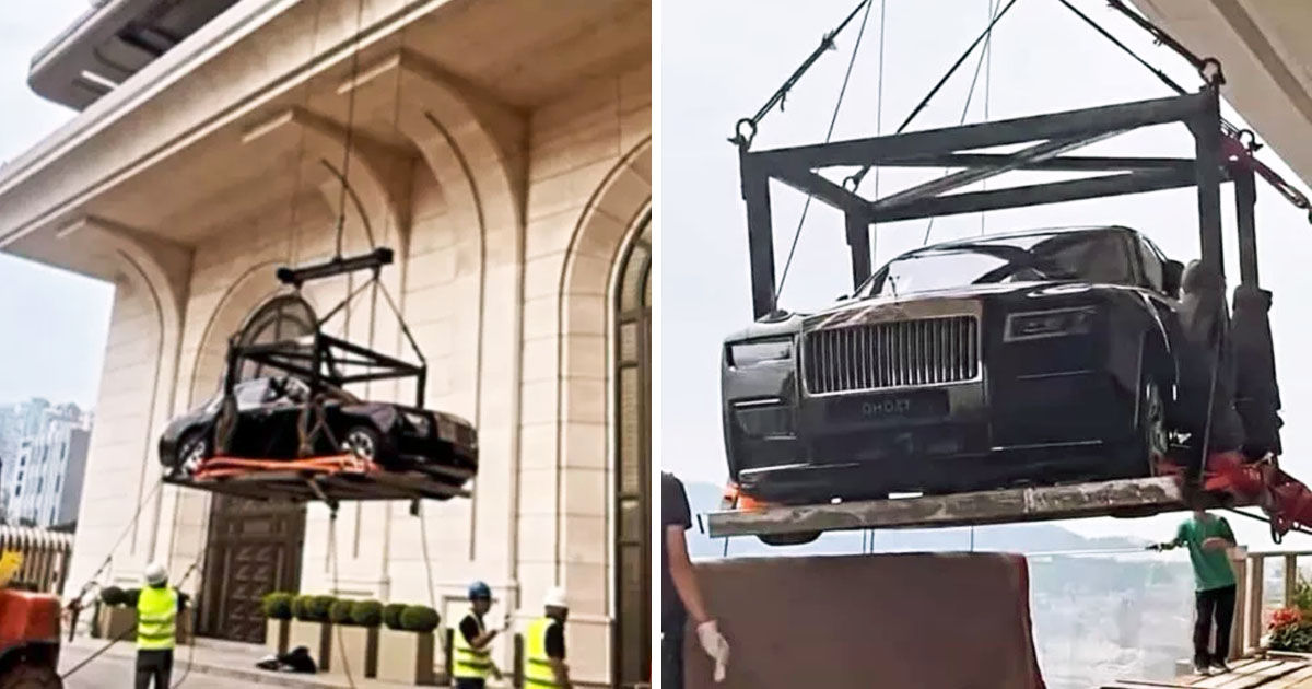 В Китае роскошный Rolls-Royce за $400 000 доставили на 44-й этаж пентхауса.