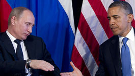 Президент США Барак Обама с российским президентом Владимиром Путиным.