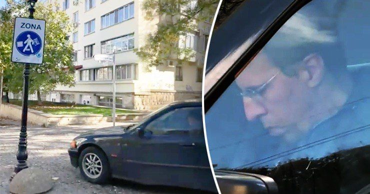 Киртоакэ припарковал свой BMW прямо на пешеходной улице. Фото: Point.md.