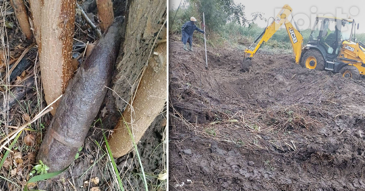 Un obuz de artilerie, descoperit de câțiva muncitori la Ștefan Vodă.