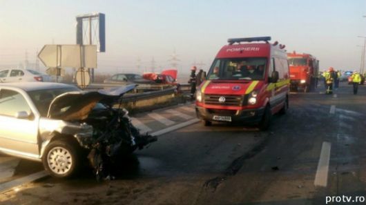 Carambol astăzi, pe Autostrada Soarelui, din România. Foto: protv.ro