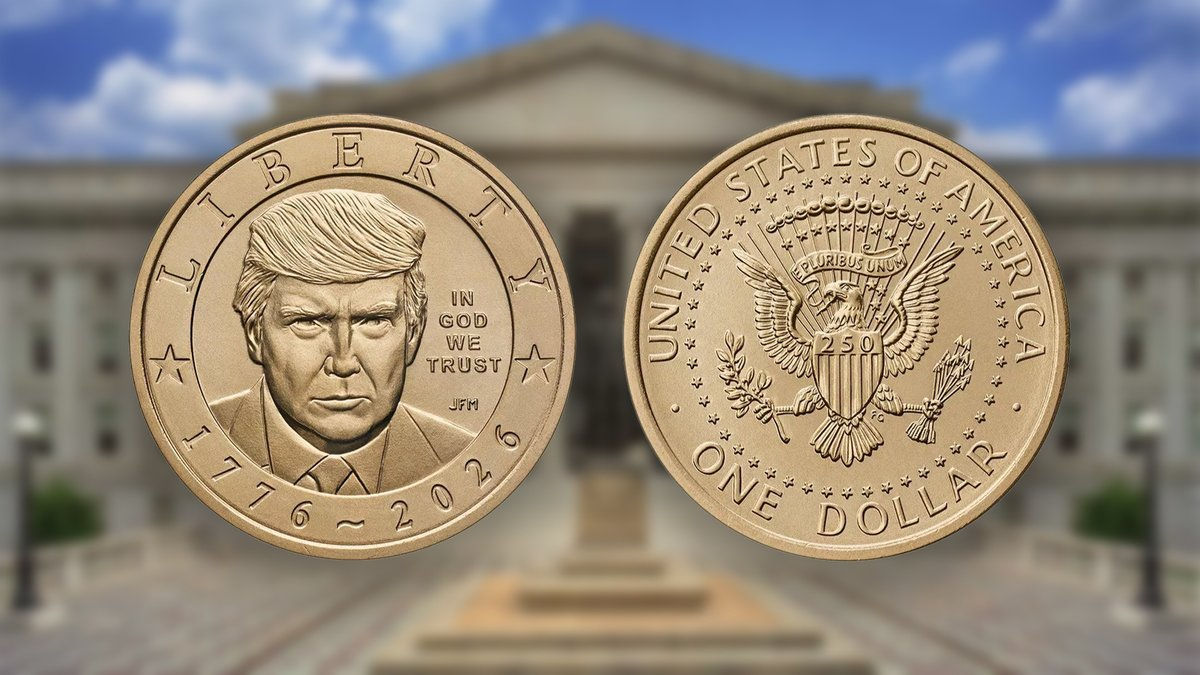 Минфин США объявил о начале чеканки монеты с портретом Трампа.