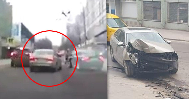 Момент ДТП, когда авто на скорости врезалось в столб, попал на видео. Фото: Point.md.