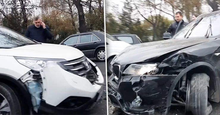 В столице произошло ДТП с участием трех автомобилей. Фото: Point.md.