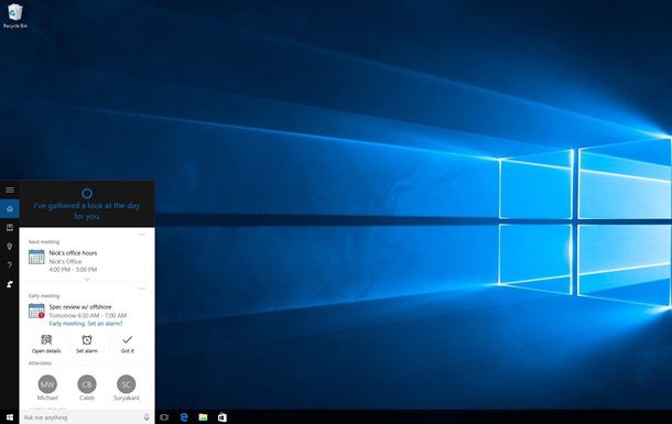 Новые функции приложения Cortana работают в тестовом режиме.