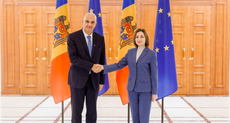 Maia Sandu, la întrevedere cu Alain Berset: Moldova este pregătită să apere democrațiile europene.