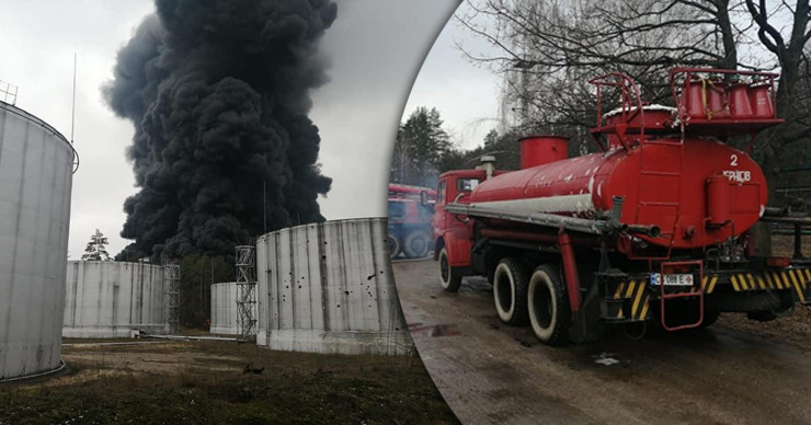 В Чернигове снаряд попал в нефтебазу. Коллаж: Point.md