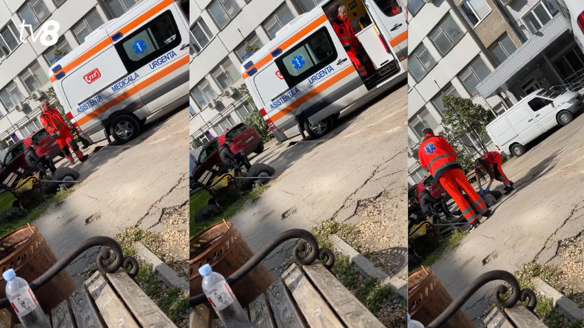 В столице мужчина в конвульсиях бился на земле рядом с бригадой скорой помощи. Коллаж: TV8.md.