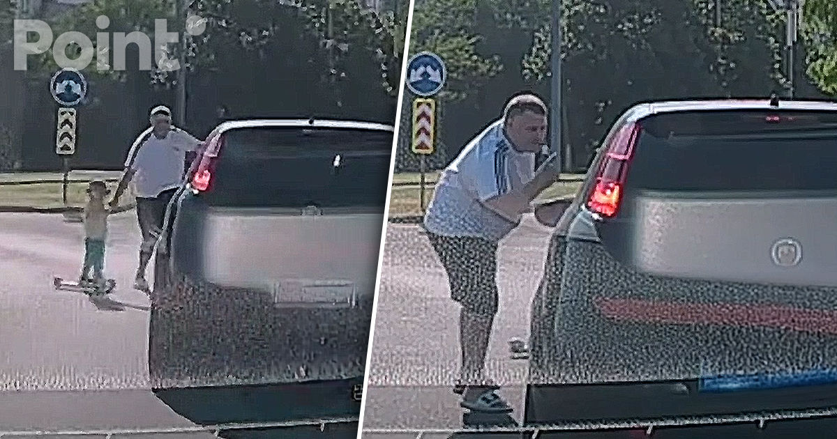 Un tată care traversa strada cu copilul într-un loc interzis l-a luat la rost pe un șofer.