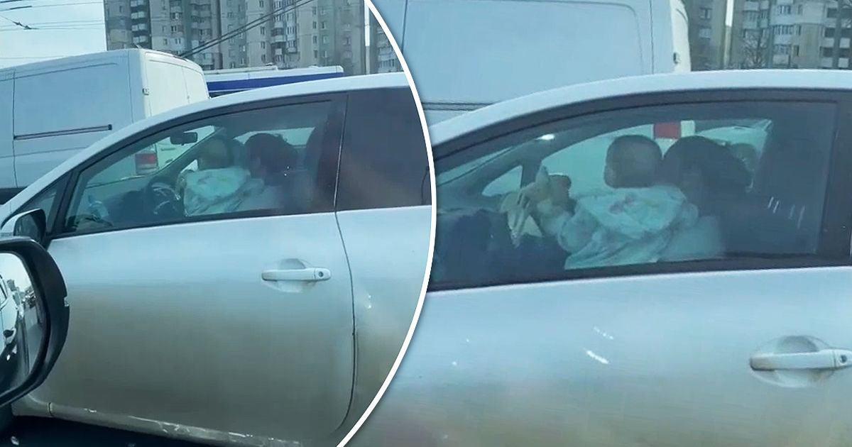 В Кишиневе женщина одновременно управляла машиной и держала на руках ребенка. Коллаж: Point.md