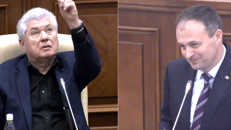 Candu și Voronin continuă să aibă discuții ironice și să facă glume în plenul Parlamentului. 
