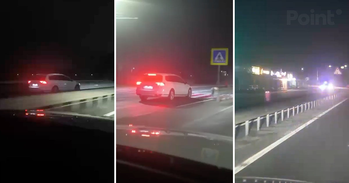 Un șofer, surprins în timp ce conducea cu viteză excesivă pe contrasens.