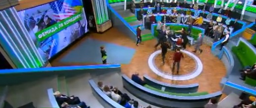 В студии НТВ произошла массовая драка.