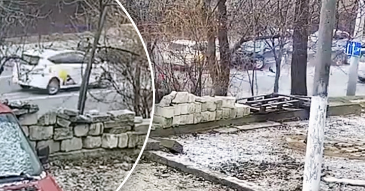 Цепная авария с участием такси на улице Албишоара попала на видео.