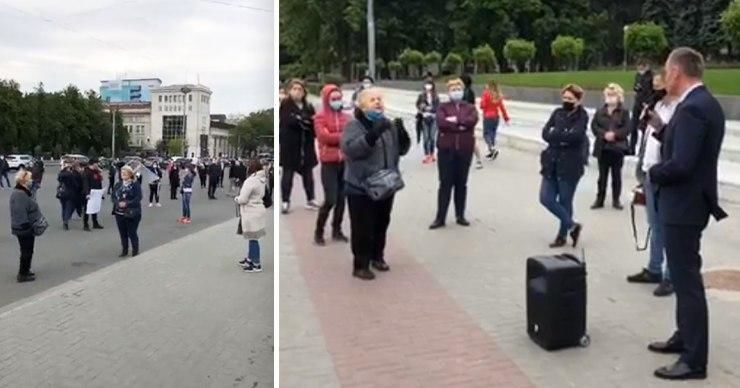 Протест продавцов у правительства: Прожить 2 месяца на 2750 леев невозможно.