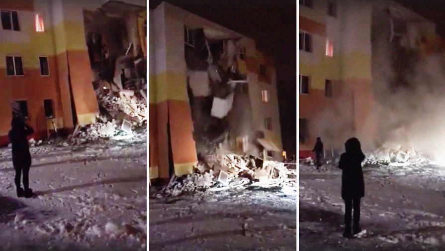 Момент обрушения жилого дома из-за взрыва газа под Белгородом попал на видео.