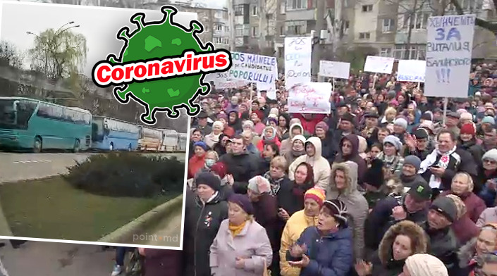 Десятки автобусов привезли сторонников Илана Шора на протесты. Фото: Point.md