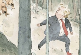 New Yorker поместил на обложку убегающего от гончих собак Трампа.