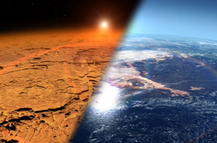 Атмосфера Марса содержит только 0,13% кислорода по сравнению с 21% на Земле.