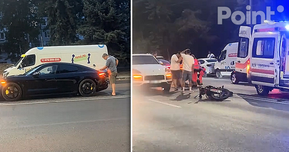 ДТП на Ботанике: мотоциклист врезался в два Porsche и получил травмы.