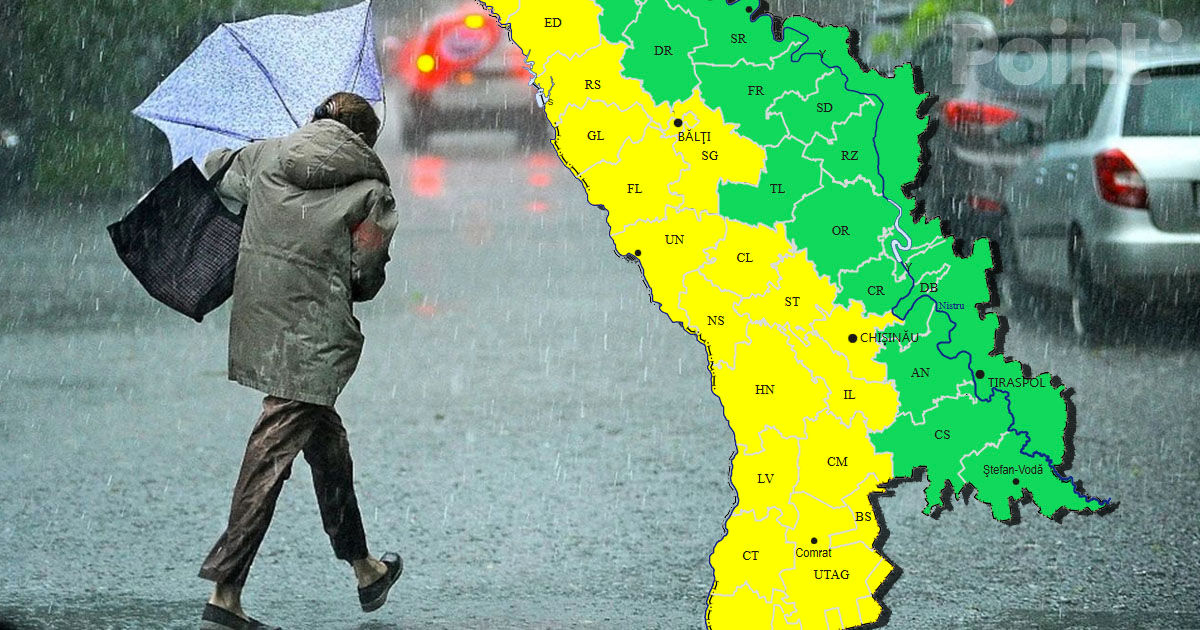 Avertizare meteorologică în Moldova: Cod Galben de ploi puternice.