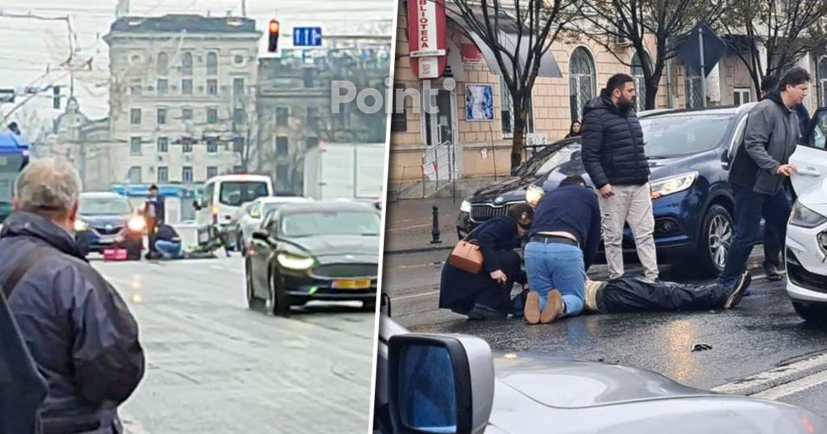 Un curier pe bicicletă electrică, lovit de o mașină în Capitală: A fost transportat la spital.