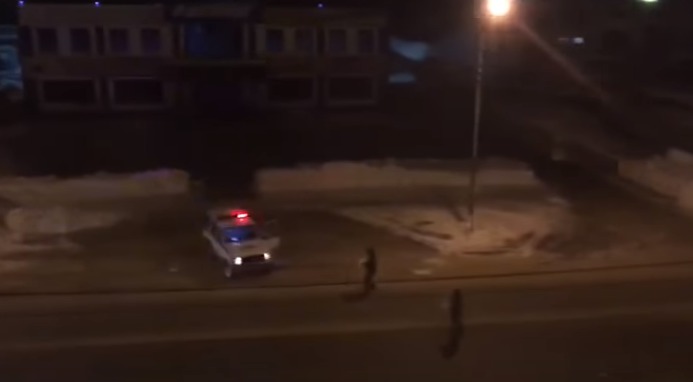 В России полицейские попытались остановить угонщика снежками.