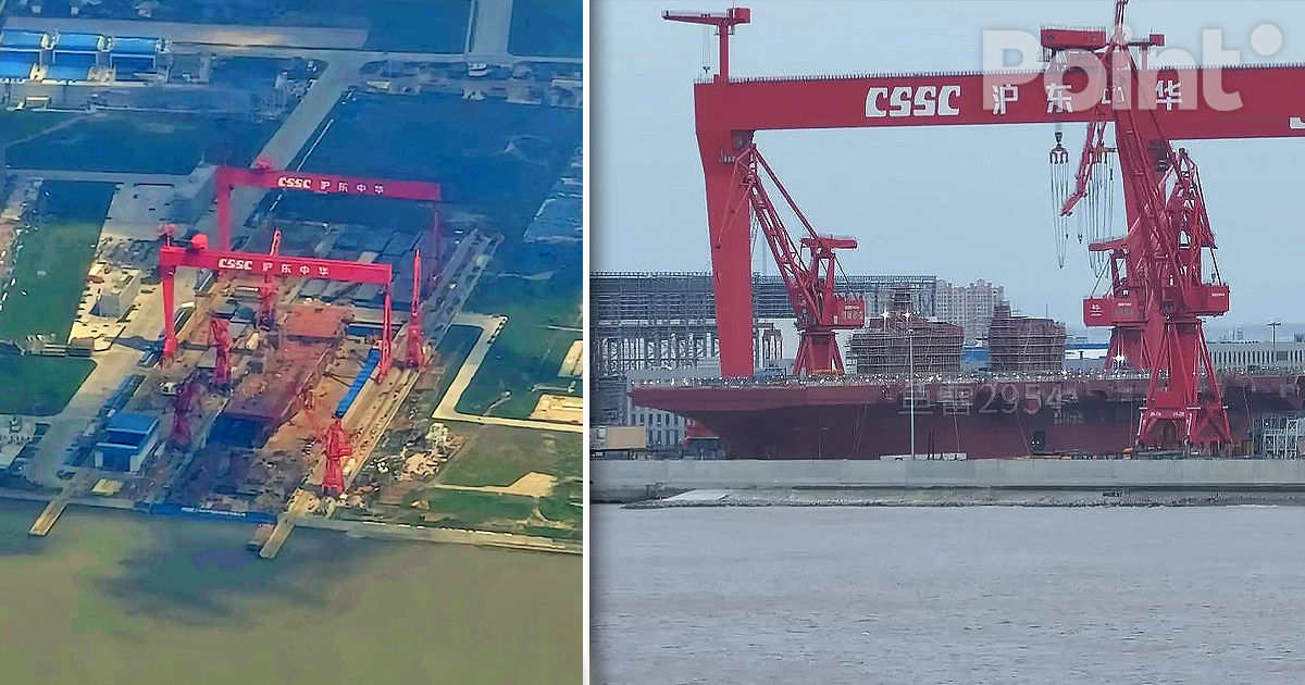 Imagini din satelit arătă construcția celei mai mari nave de asalt din lume.