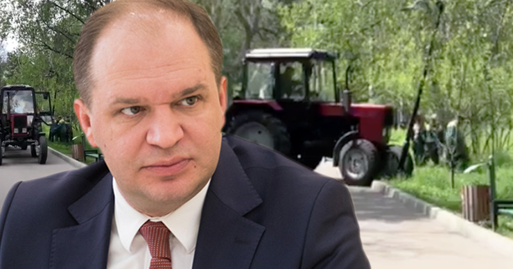 Чебан о повреждении фонаря работниками Spații Verzi: "Рукожопство". Коллаж: Point.md