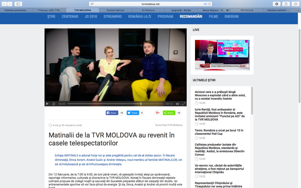 Matinalii de la TVR Moldova au revenit în casele telespectatorilor.