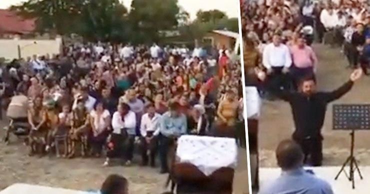 В Галаце 200 человек собрались во дворе дома, чтобы помолиться об исчезновении COVID-19.