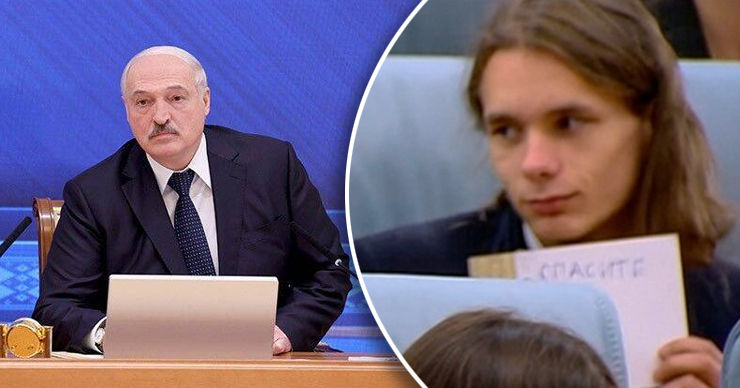 Студент объяснил, зачем показал плакат с надписью «Спасите» на открытом уроке с Лукашенко.
