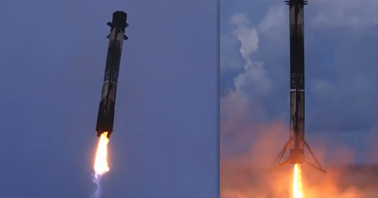 Маск поделился впечатляющим видео приземления ракеты Falcon. Коллаж: Point.md.