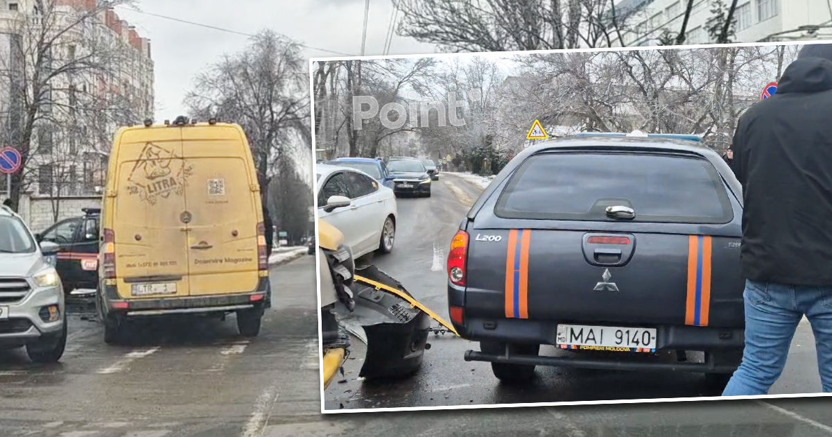 O mașină a IGSU, implicată într-un accident rutier în Capitală.