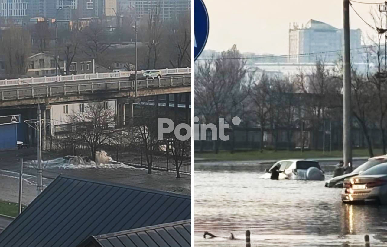 Strada Albișoara din Capitală, inundată după o avarie la o conductă.