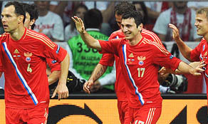 Rusia poate fi eliminată dacă pierde meciul cu Grecia, iar în celălalt joc una dintre echipe, Polonia sau Cehia, se impune.
