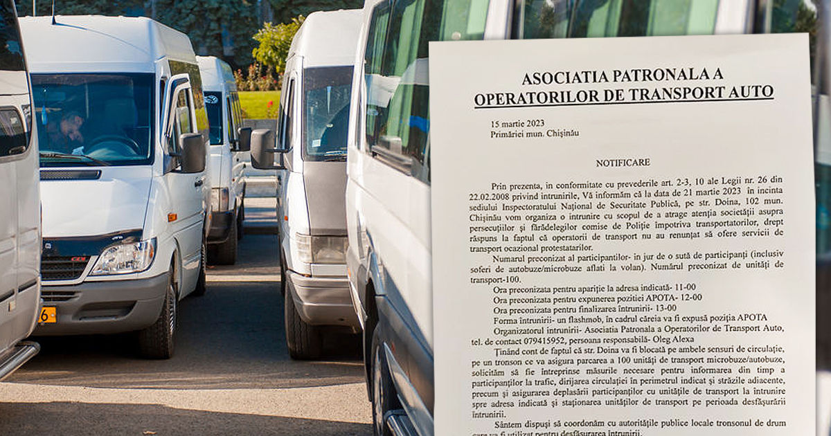 Автоперевозчики Молдовы припаркуют 100 машин перед НИОБ в знак протеста. Коллаж Point.md.