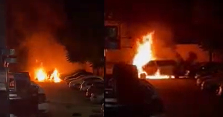 На одной из столичных автостоянок сгорел автомобиль. Коллаж: Point.md.