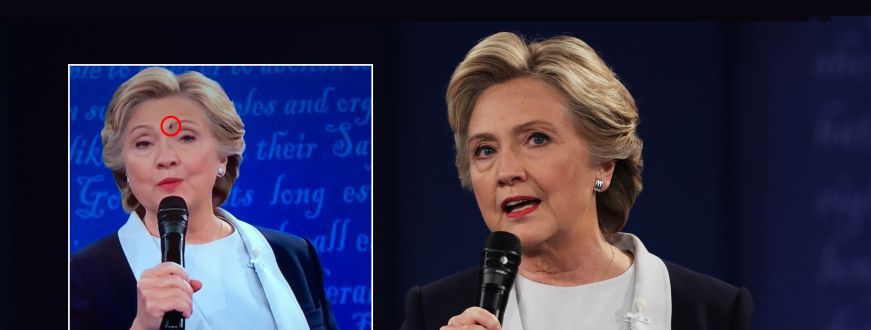 Musca ce s-a așezat pe Clinton în timpul dezbaterilor a ajuns vedetă pe Twitter. Foto: heatst.com