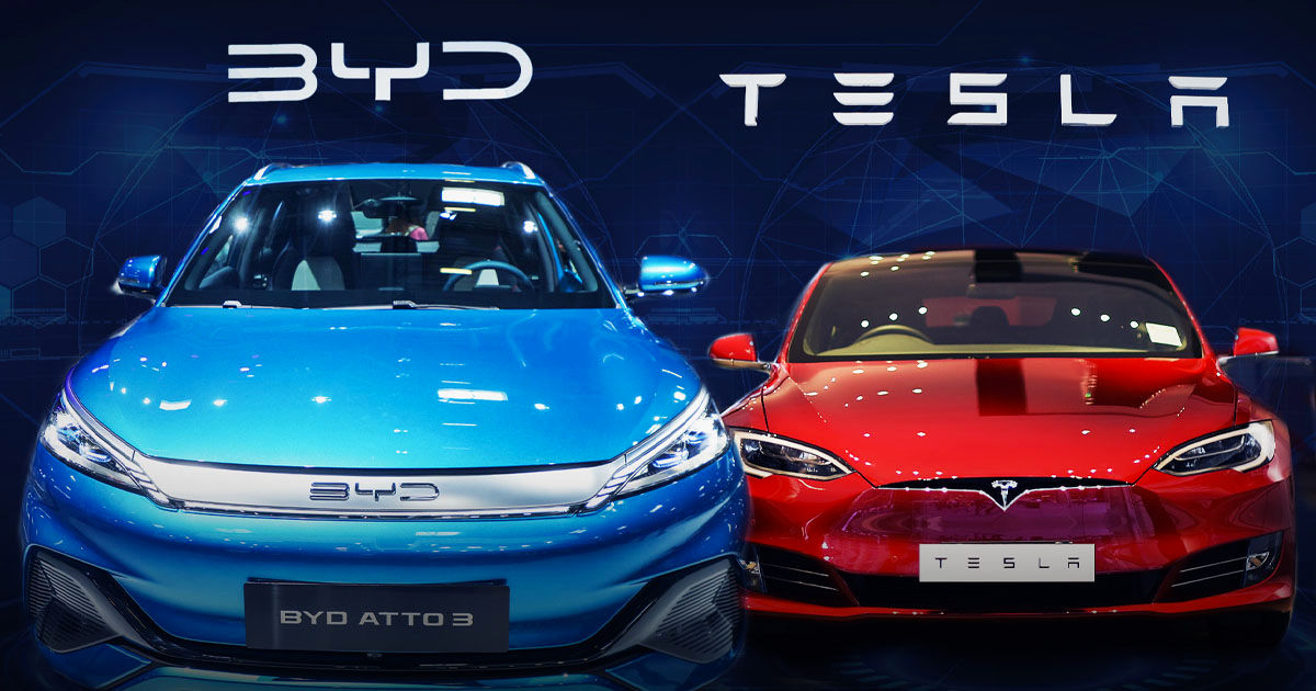Европейские продажи Tesla рухнули на 40%, а у китайской BYD — утроились.